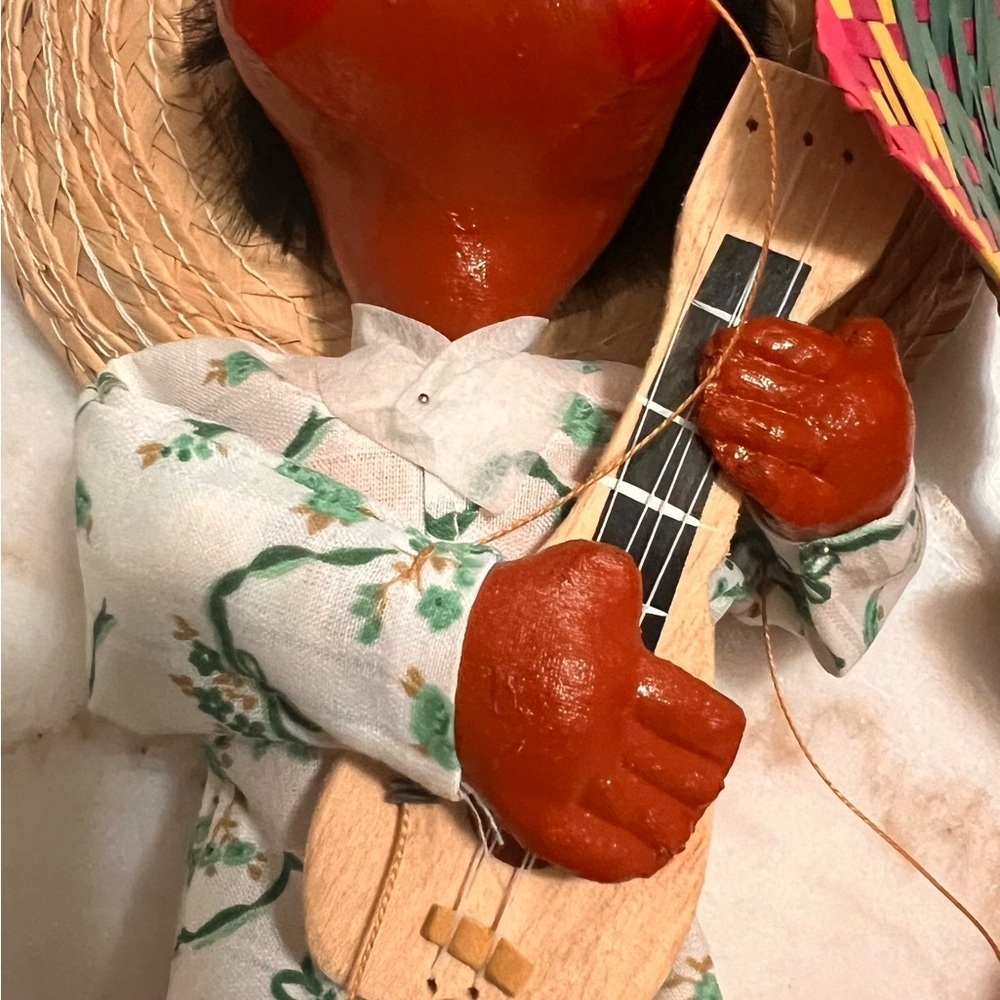 Vintage Mexican Handmade Marionette Folk Art Dolls Lot of 2 Hand Painted Puppets - Picture 6 of 12